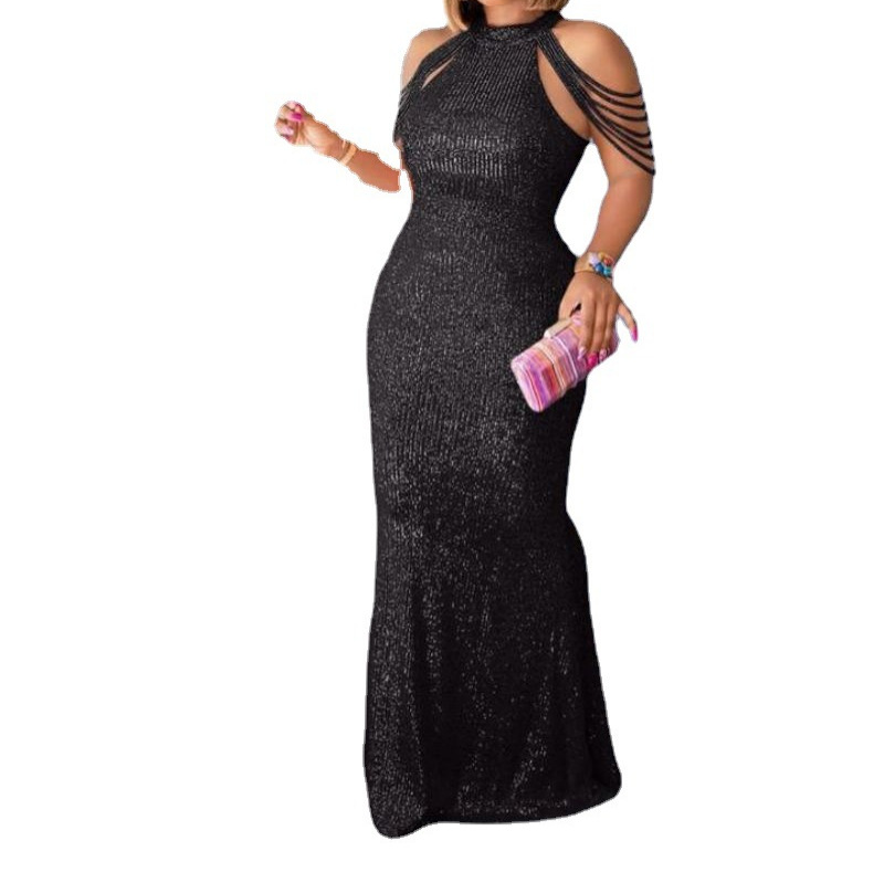 Vestido de lentejuelas estilo europeo y americano, holgado, para ir al trabajo, primavera/verano 2021, talla grande para mujer. image 6