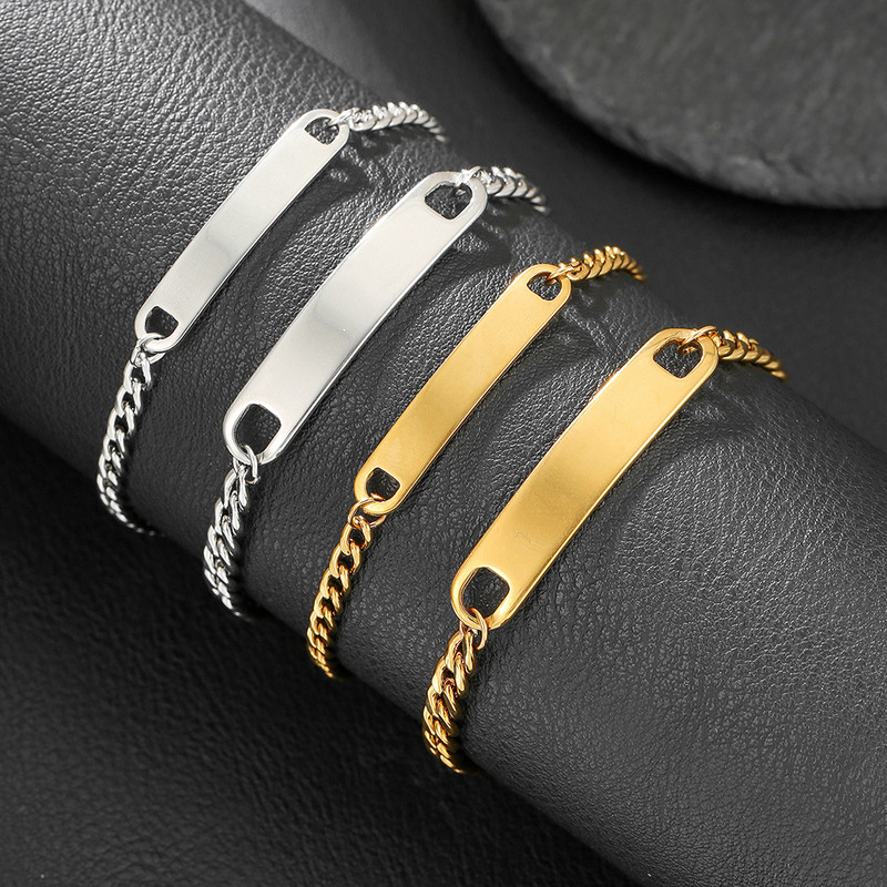 Cross-Border Manufacturer Wholesale Stainless Steel Single Bracelet, All-Stainless Steel Electroplated Curved Plate, Retro Simple Foreign Trade Jewelry Cross-Border Manufacturer Wholesale Stainless Steel Single Bracelet, All-Stainless Steel Electroplated Curved Plate, Retro Simple Foreign Trade Jewelry