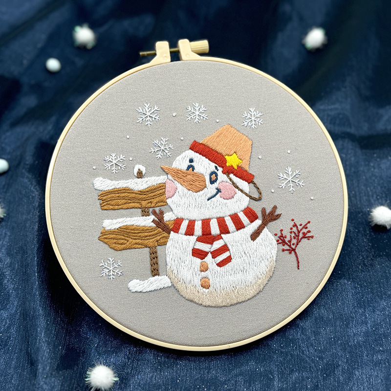 Papá Noel Elk Colgante Pintura Lu Bordado Hecho a mano Paquete de material de bricolaje Regalo creativo Cabaña redonda Colgante Pintura