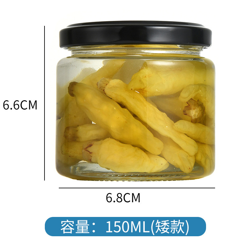 円形広口ブリキ蓋ガラス漬物瓶蜂蜜缶詰漬物腐乳カプサイソースジャム搾物瓶|undefined