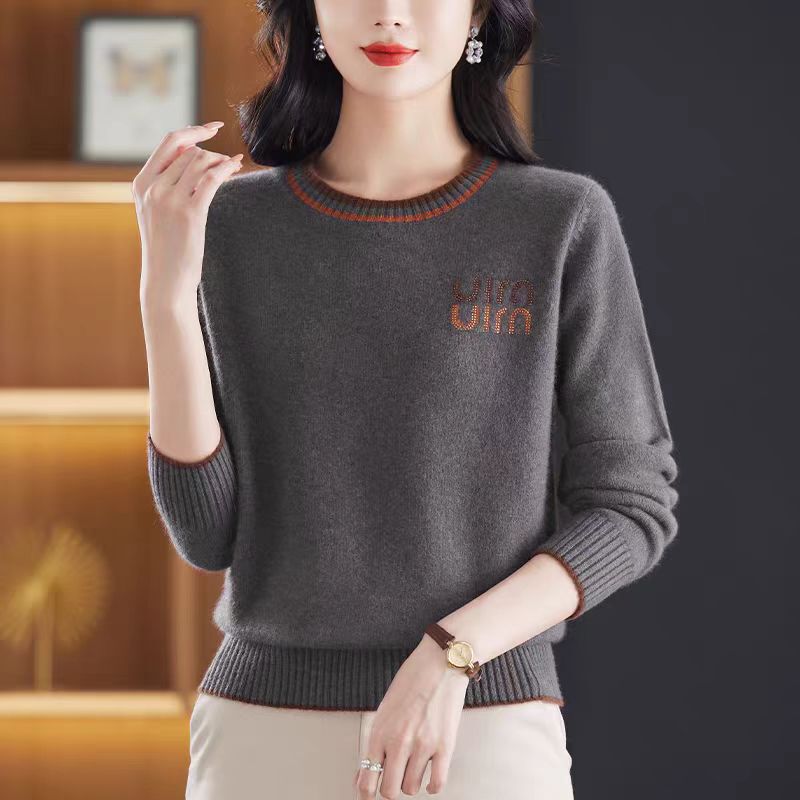 羊绒毛衣女2025年秋冬新款圆领打底衫加厚针织衫内搭上衣宽松纯色|undefined