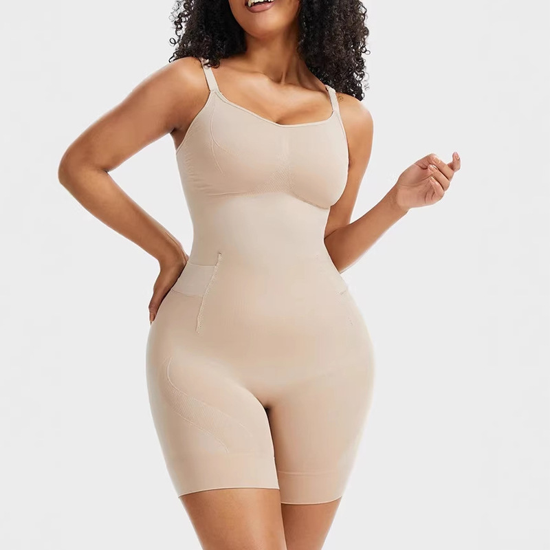 Cross-Border One-Piece Shapewear for Tummy Control and Butt Lifting, Strong Shaping, High Elasticity, Widened Shoulder Straps, Seamless, European and American Style Body Shaper