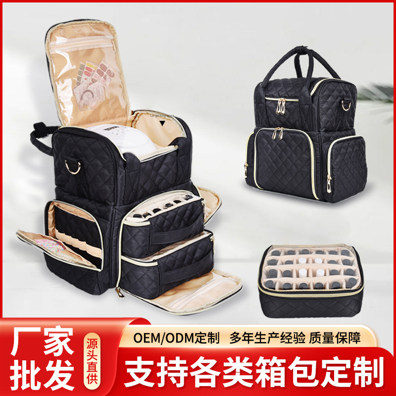 Nuevo bolso de cosméticos de un solo hombro de gran capacidad transfronterizo bolso de almacenamiento de maquillaje de uñas de doble capa bolso de uñas portátil 2025 venta caliente