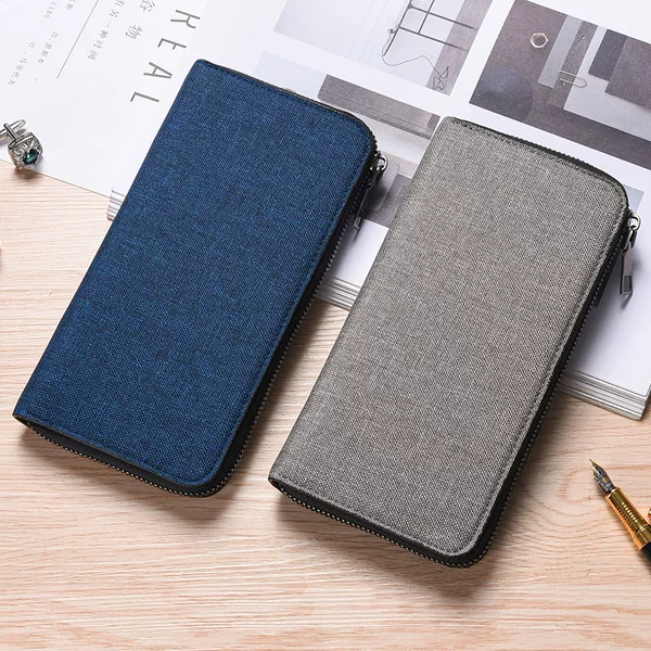 Factory wholesale canvas wallet men's long simple zipper clutch large capacity handbag multi-function mobile phone bag