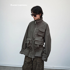十三行R13机能风中长款拉链工装风衣外套25AW