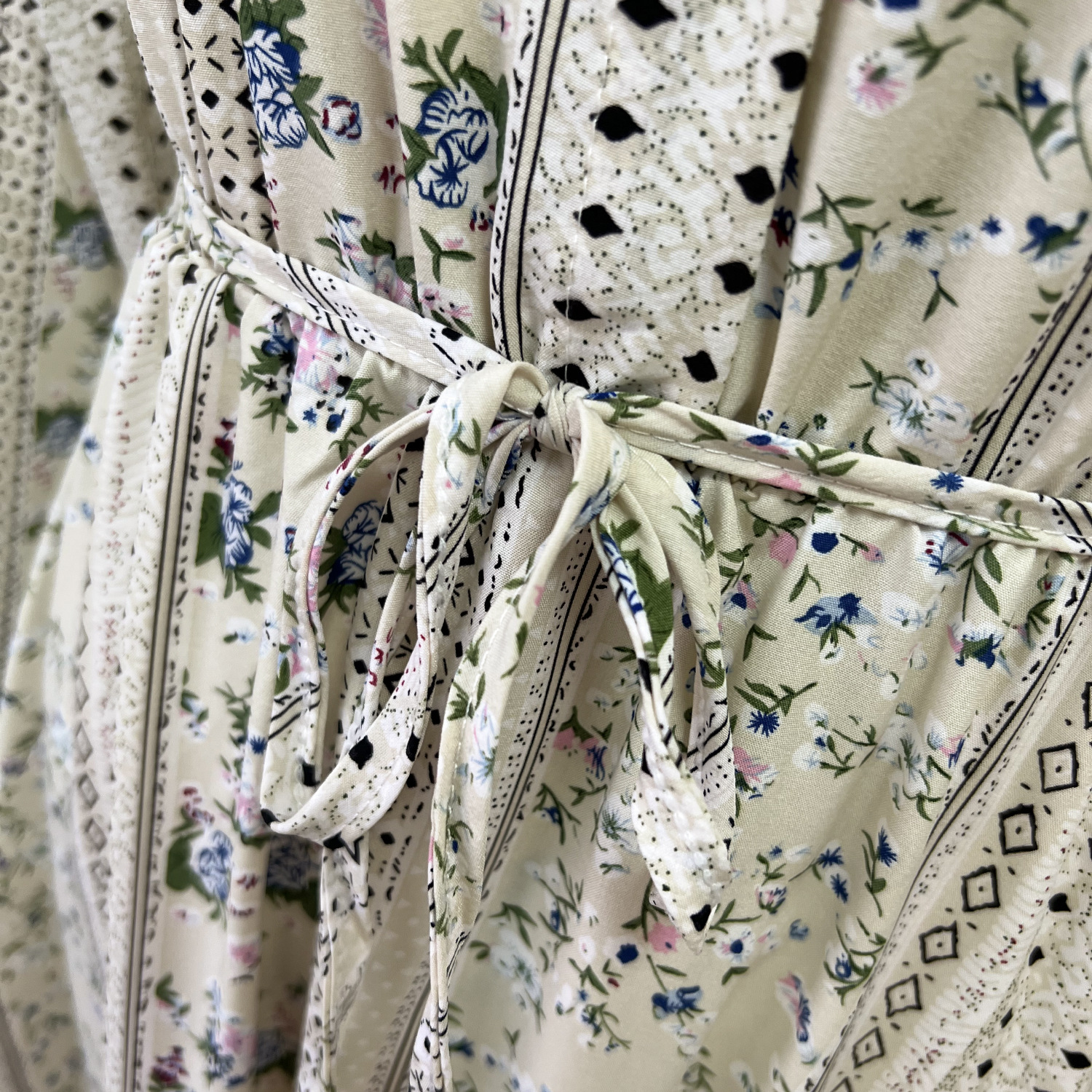 Spring Holiday Dress Lace up Floral Dress