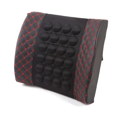 Car Massage Lumbar Support Cushion for Drivers, Backrest Cushion, Lumbar Pad for Electric Vehicles and Large Trucks, Seat Cushion (Waist support) - black-and-red-deluxe-version