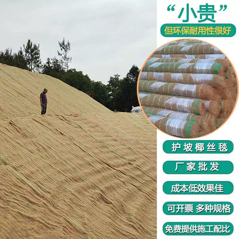 Простая конструкция кокосового шелка на склоне дороги