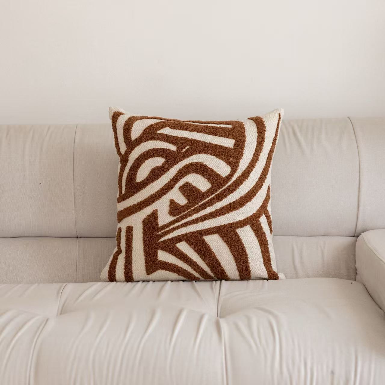 Transfronterizo nuevo estilo nórdico retro línea geometría jacquard bordado cojín muebles sofá sala de estar residencial hotel image 7