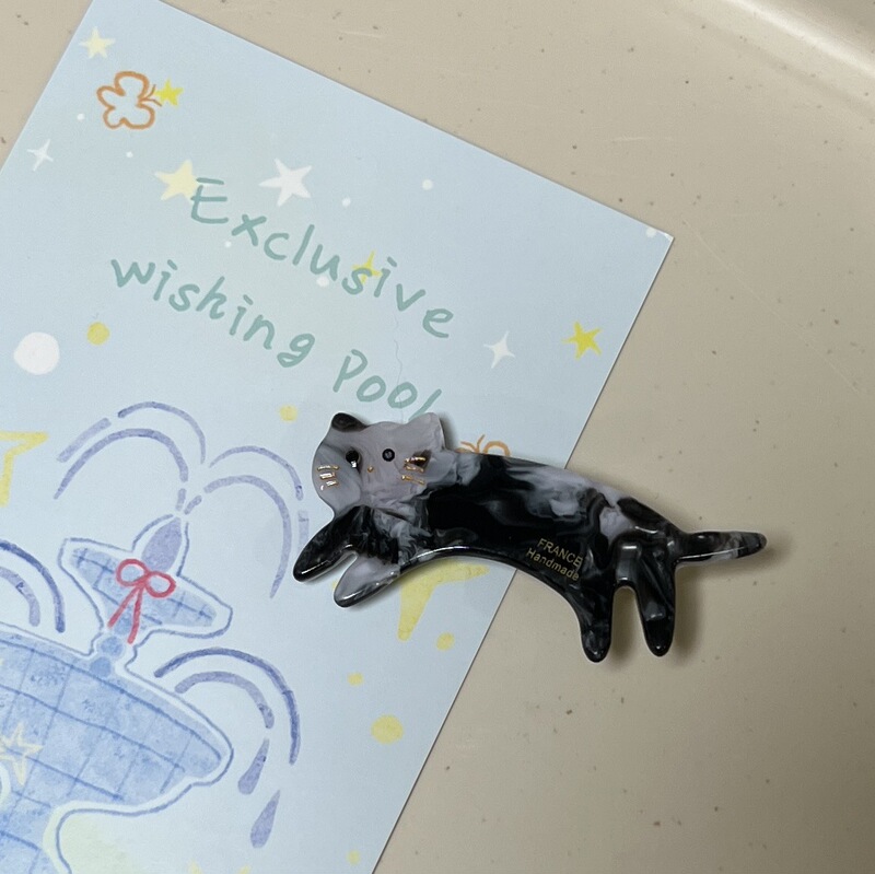新款韩版短腿猫咪金标炫彩小猫百搭侧夹猫咪刘海发夹卡通猫猫边夹|undefined