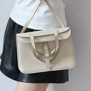 H home hand-sewn wax thread imported top layer TC cowhide horseshoe bag shoulder portable diagonal bag leather women's bag