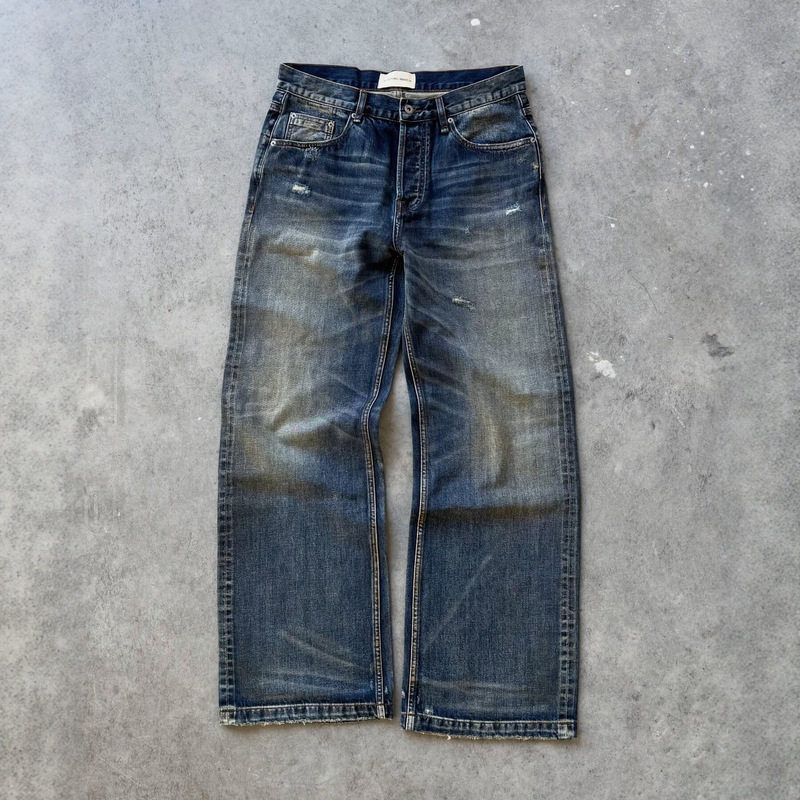 Japanese-style ins Harajuku washed distressed jeans for men, y2k high street niche design versatile straight-leg pants, cross-border Japanese-style ins Harajuku washed distressed jeans for men, y2k high street niche design versatile straight-leg pants, cross-border