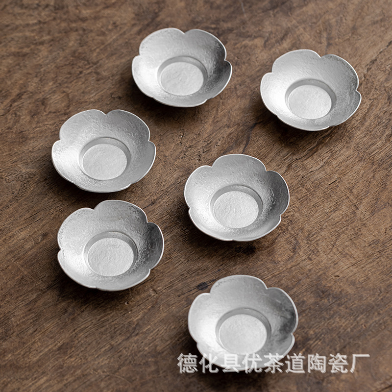 You tea ceremony old tin cup holder tea cup mat tea tray tea ceremony accessories cup saucer insulation pad small tea tray handmade retro Zen