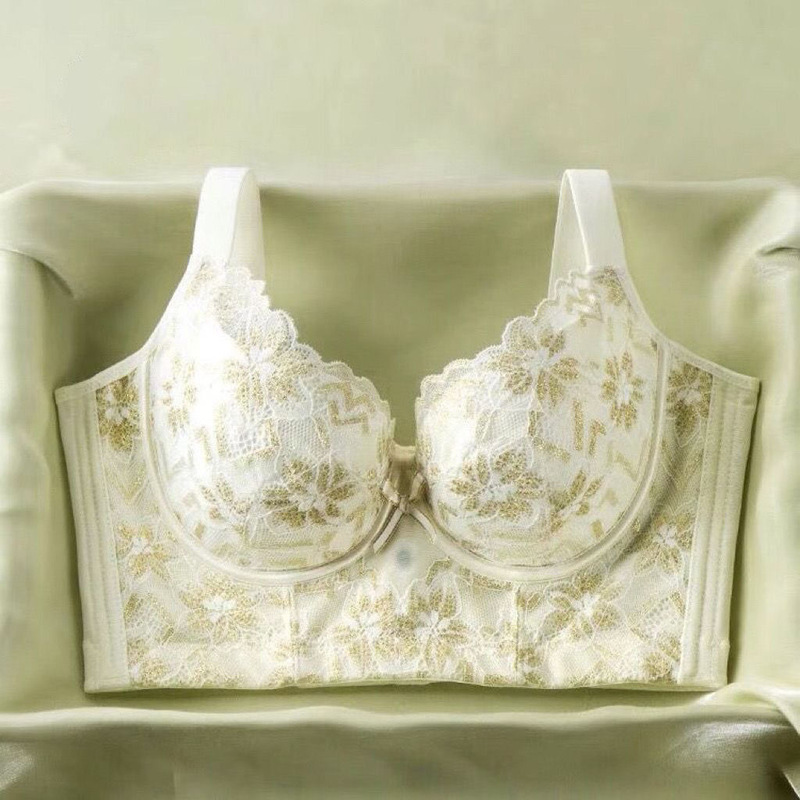 Thin Adjustable Underwear Women's Large Chest Showing Small Breast Shaping Correction Anti-sagging Six-row Buckle Large Size Bra