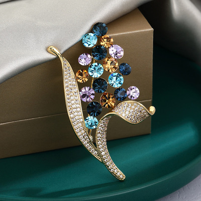 新品胸针防走光扣锆石花朵奥地利水晶配饰胸花别针批发一件代发