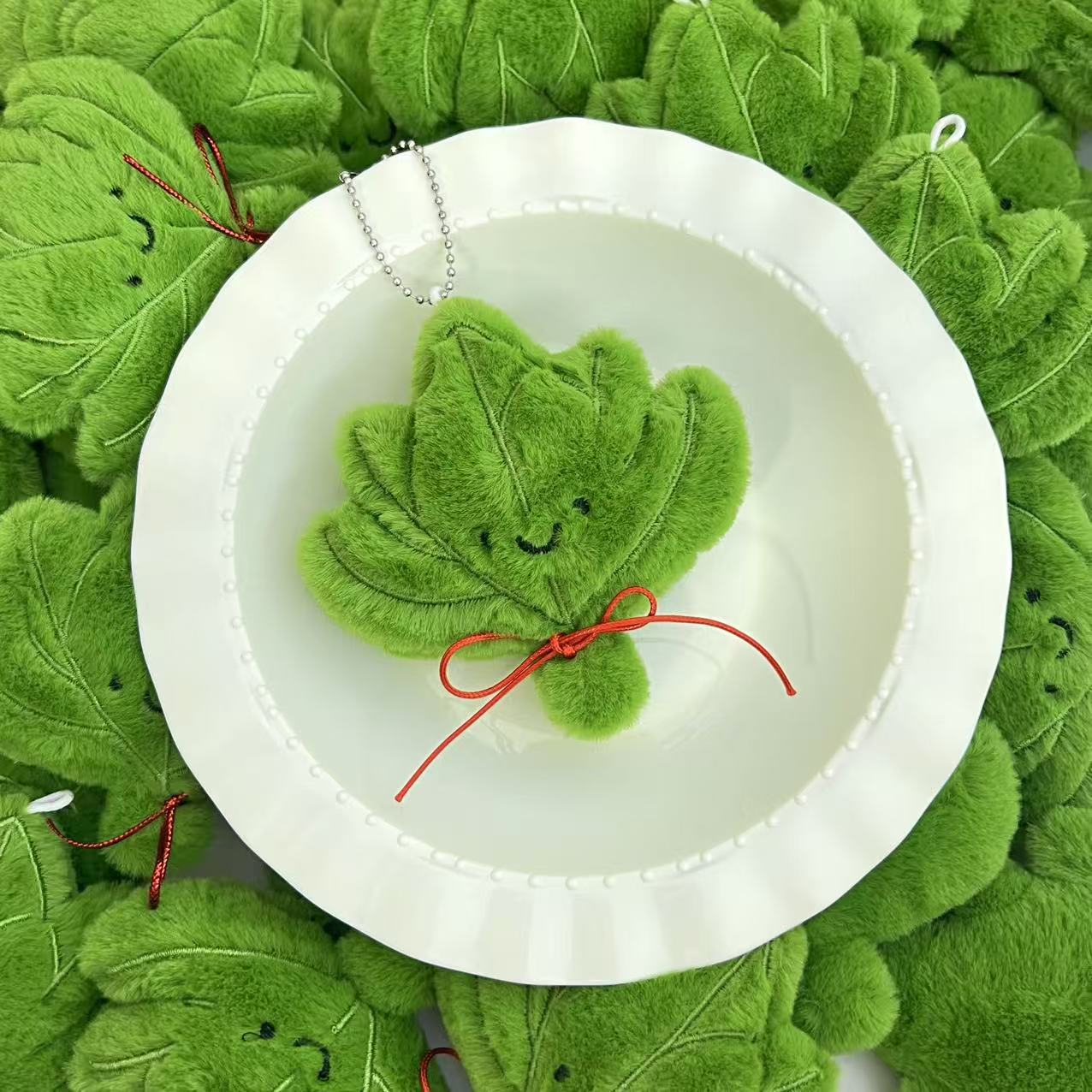 Internet Celebrity's Good Luck Charm: Grapefruit Leaf Plush Doll Keychain, Same Style as Lusi, Backpack Decoration Pendant