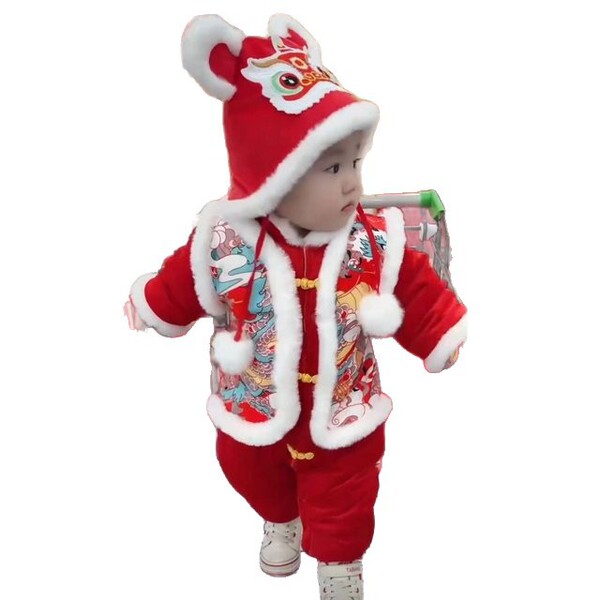 Children's New Year red down jacket