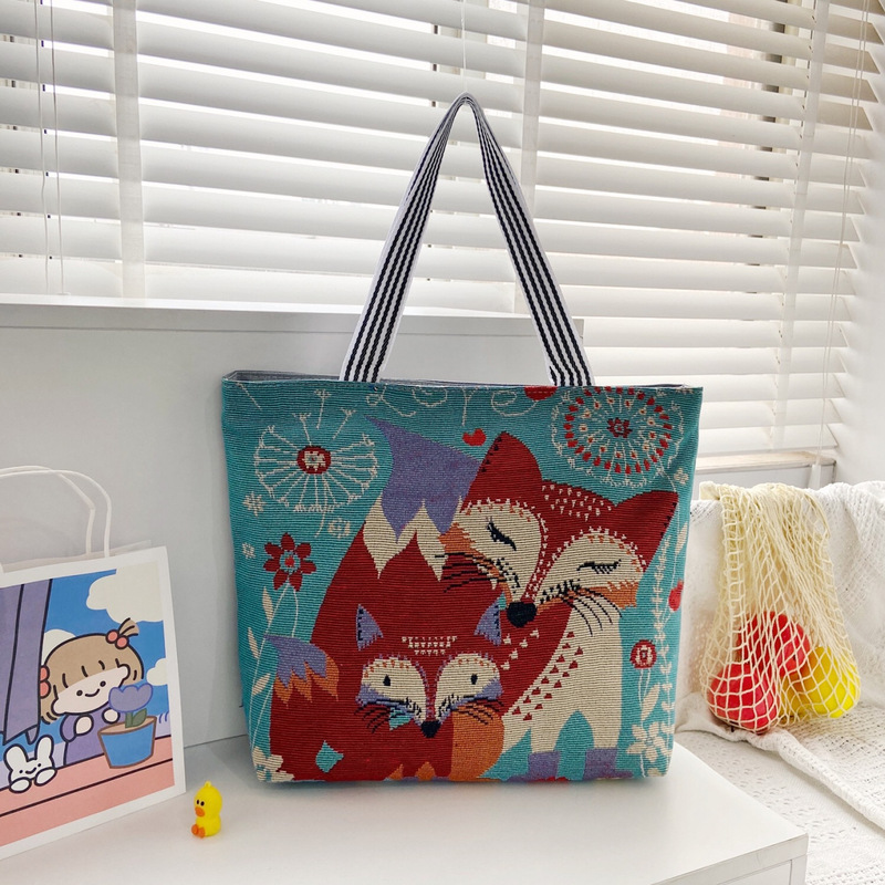 漫画刺繍ファッションシングル肩女性バッグ新馬泰托特バッグ新学生シングル肩手提げキャンバスバッグ大容量|undefined
