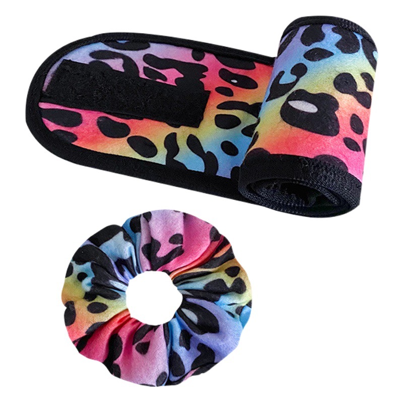 Set de Diadema y Coletero con Estampado de Leopardo de Temu, para SPA, Lavado Facial, Pañuelo para la Cabeza, Accesorios para el Cabello con Estampado Veraniego para Mujer