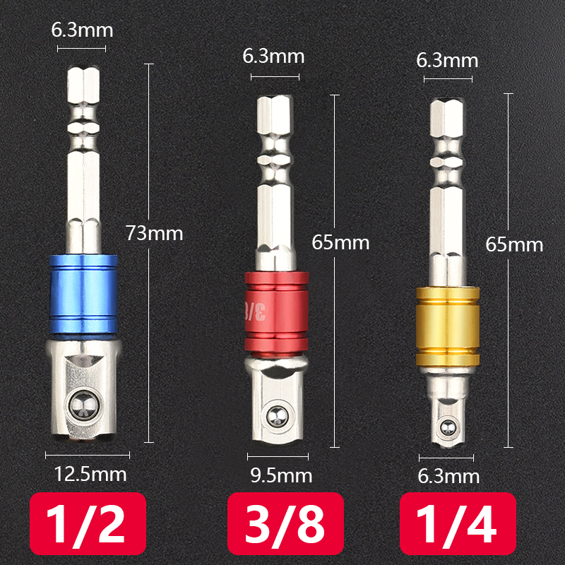 Baolian hexagonal mango girar cuadrado 1 / 4 3 / 8 1 / 2 conector eléctrico llave de aire barra de conversión conector de taladro eléctrico de mano