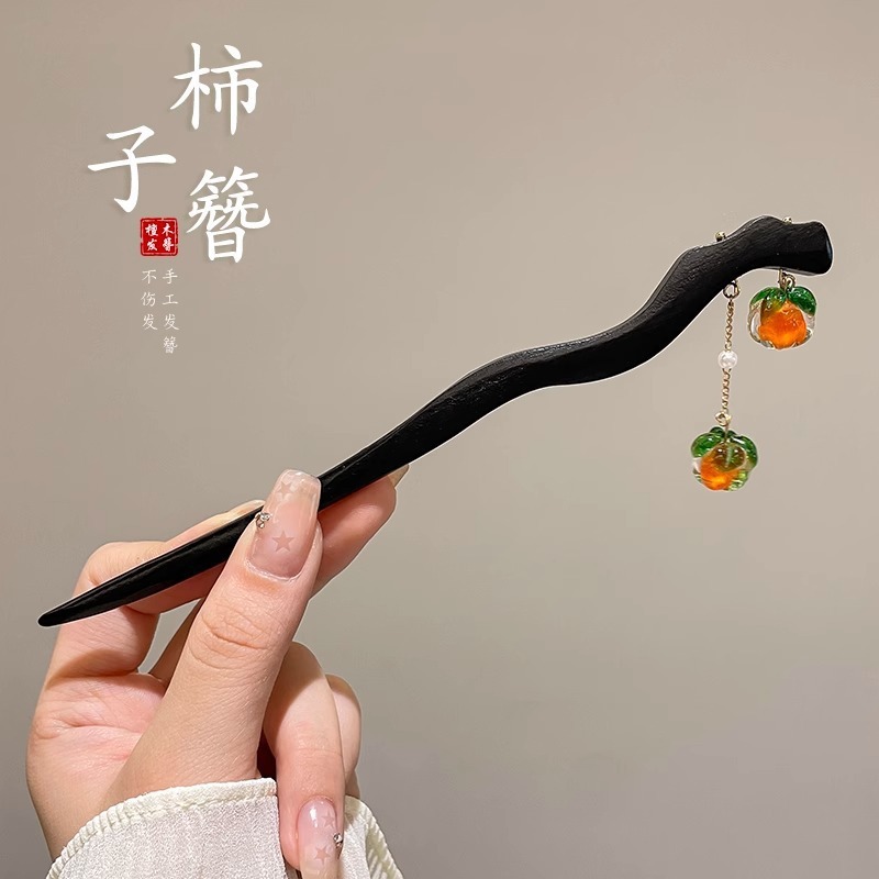 2025新款高级感檀木发簪女中式古风盘发钗高端木质发饰复古头饰|undefined