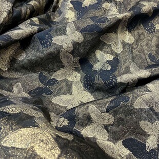 Black Bottom Gold Glitter Butterfly Jacquard Fabric Women's Dress Luggage Fabric