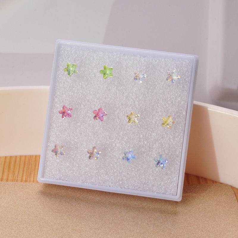 Five-Pointed Star Plum Blossom Colorful Crystal Zircon Earrings Wholesale Flower Resin Ear Care Tassel Star Ornaments Five-Pointed Star Plum Blossom Colorful Crystal Zircon Earrings Wholesale Flower Resin Ear Care Tassel Star Ornaments