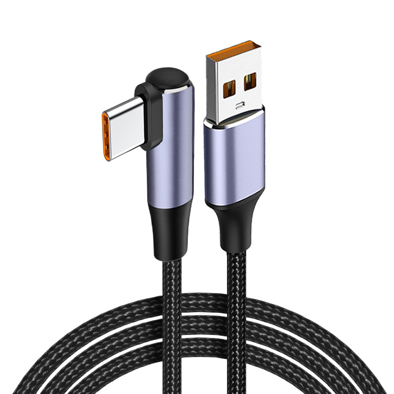 Directo de fábrica codo 90 grados Tipo C120W Super flash cable datos carga adecuado para Huawei Xiaomi gloria