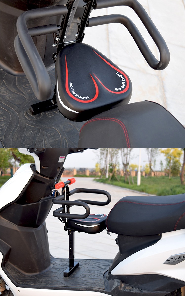 Front-mounted foldable child seat for electric motorcycles and scooters, suitable for children and infants