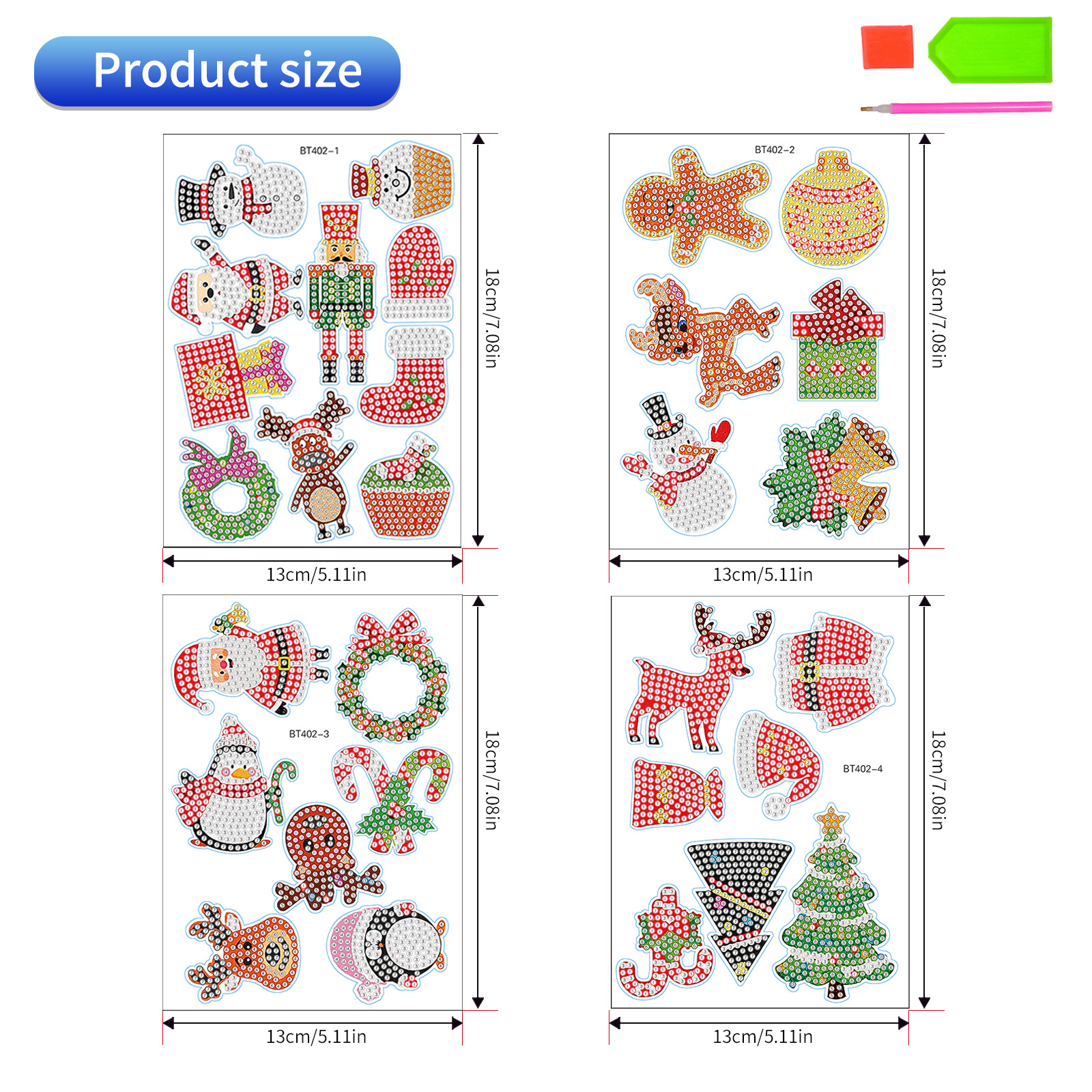 Navidad pintura de diamantes pegatinas al azar niños bricolaje dibujos animados hechos a mano pegatinas de pared de Santa Claus pegatinas de regalo de diamantes