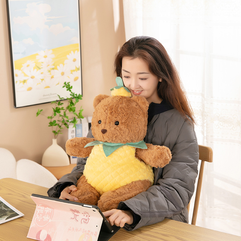 インターネット有名人のパイナップルベアぬいぐるみ人形の服は着脱可能、かわいいクマの人形は女の子の誕生日プレゼントとして送られます。|undefined