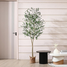 跨境专供高级感仿真橄榄绿植假绿植大盆栽室内仿真植物源头厂家