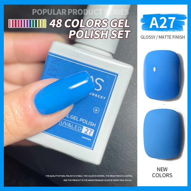 Una botella de pegamento de esmalte de uñas de un color 2022 nuevo verano popular 48-color Pequeño conjunto para el salón de uñas traje completo