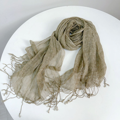 Japanese retro solid color linen scarf Mori female literary versatile spring and summer breathable shawl neck protection shawl silk scarf sun protection