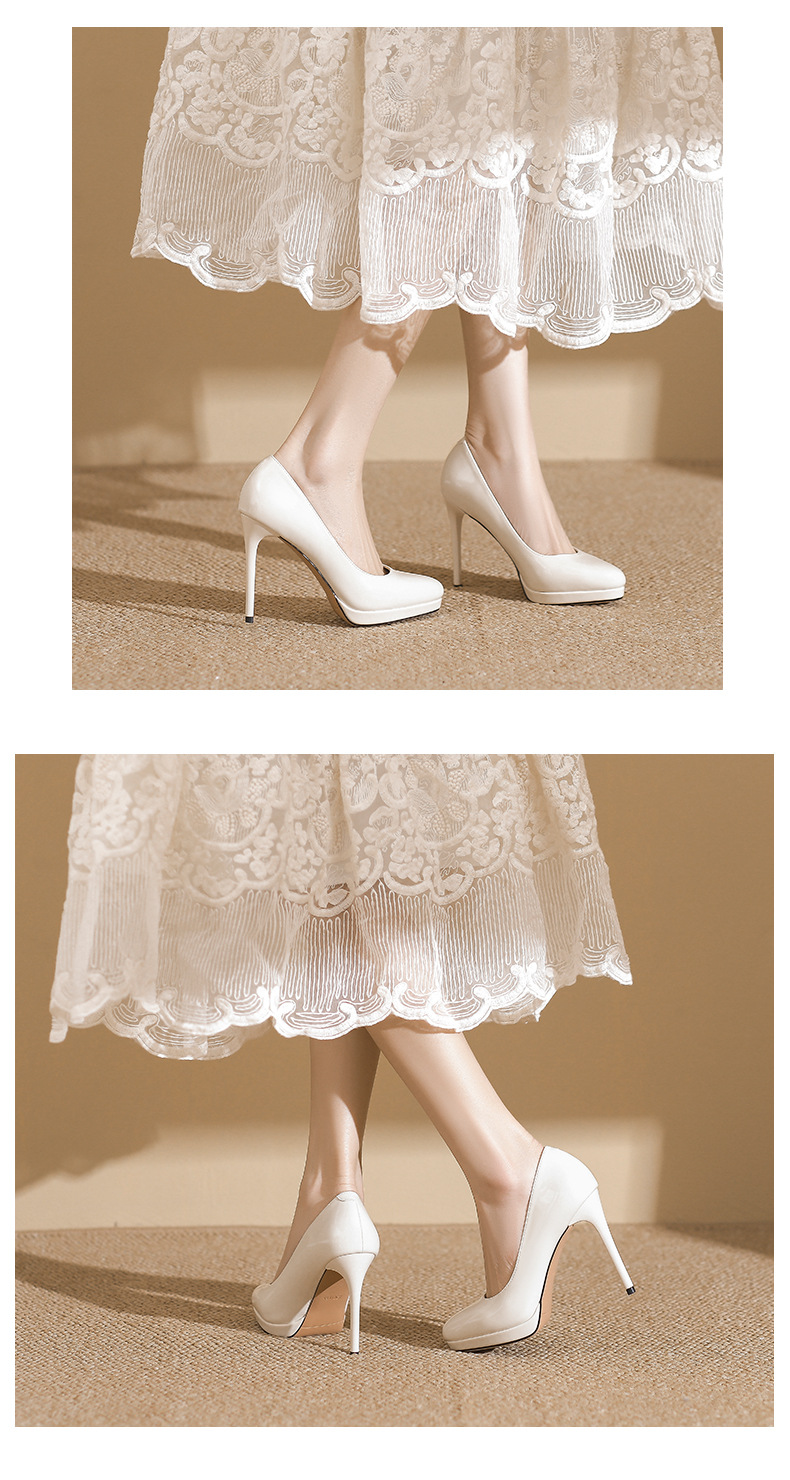 Giày cao gót nữ mũi nhọn gót 12 cm đế chống thấm nước — Màu nude-12cm chi tiết 8