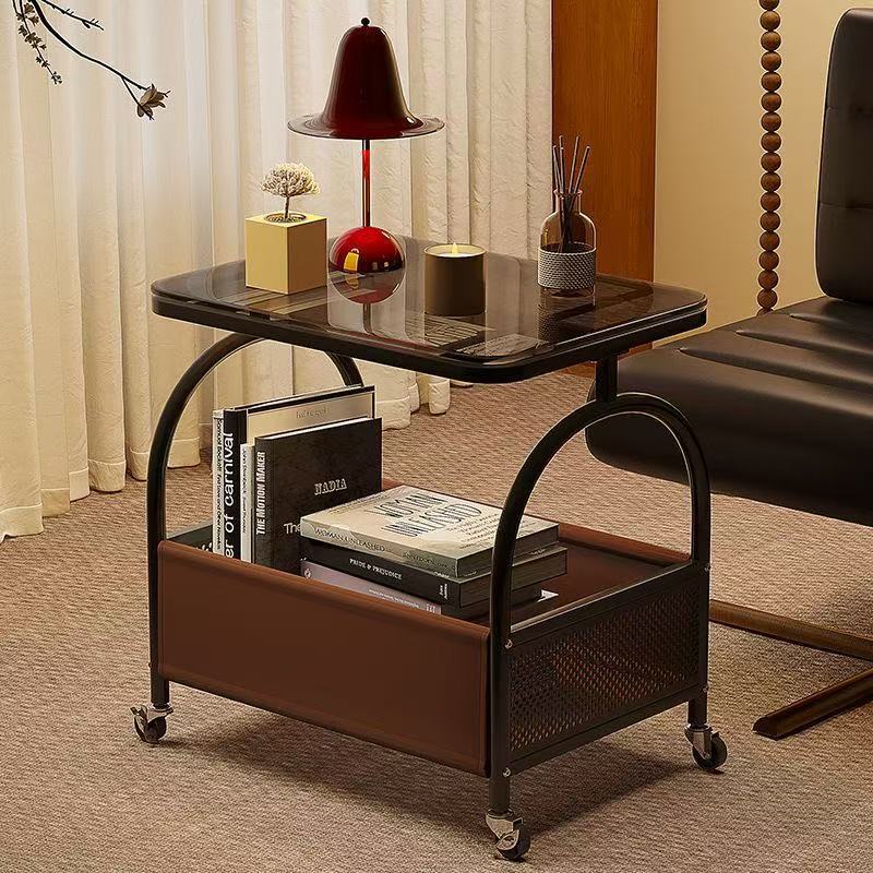 Movable Living Room Sofa Side Table Cream Style with Wheels Internet Celebrity Creative Simple Trolley Small Coffee Table for Bedroom