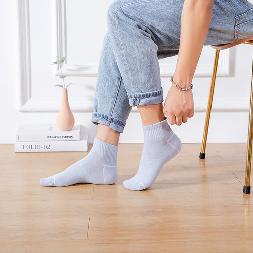 Men's 100% Cotton Summer Casual Simple Independent Packaging Antibacterial Deodorant Breathable Socks Fashion