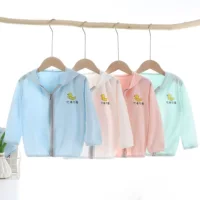 Children's silk summer sun protection clothing, breathable sun protection cream for men and women, cardigan, children's clothing, for teenagers
