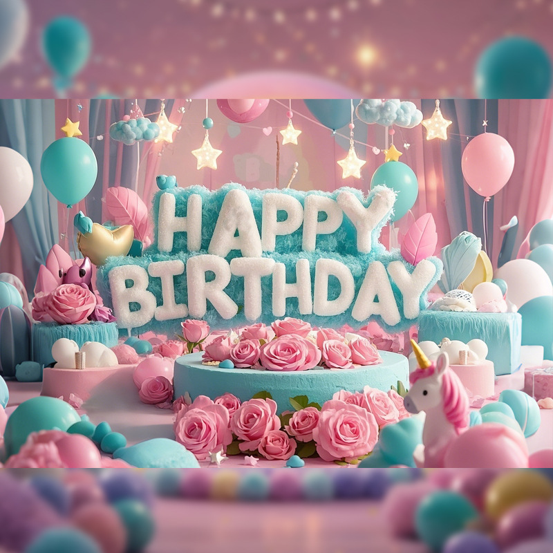 Fondo de cumpleaños para niños de unicornio transfronterizo fiesta de la pancarta de comercio exterior de Amazon fotografía de la tela de fondo accesorios de la foto