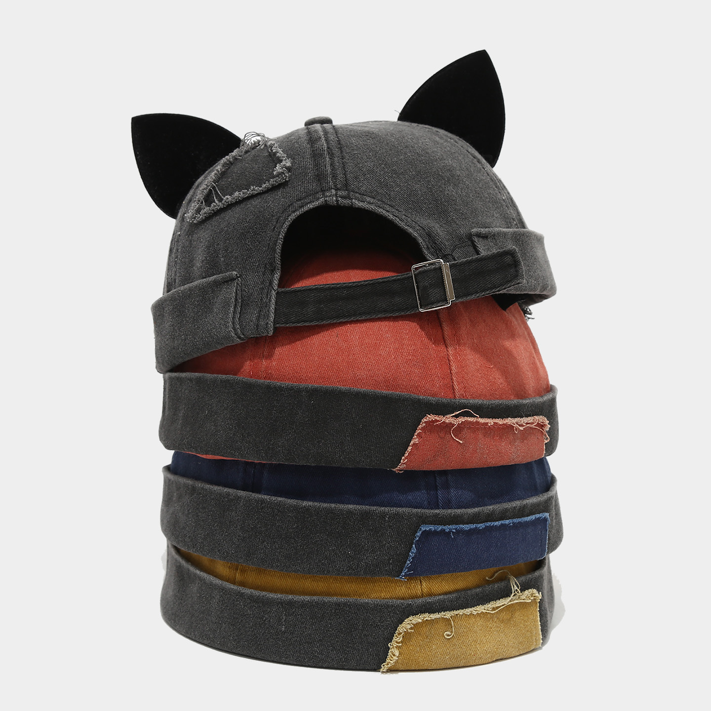 Gorra de propietario de orejas de zorro retro, costura de lavado de marea para mujer, sombrero de piel de melón viejo, sombrero de estudiante personalizado de hip-hop sin aleros image 3