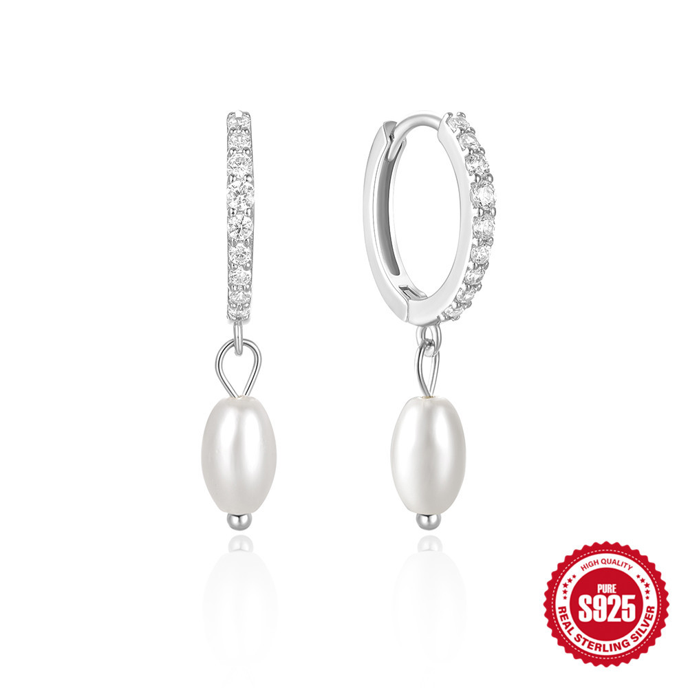 Women's Gender 1 Pair 925 Sterling Silver Zircon Geometric Earrings