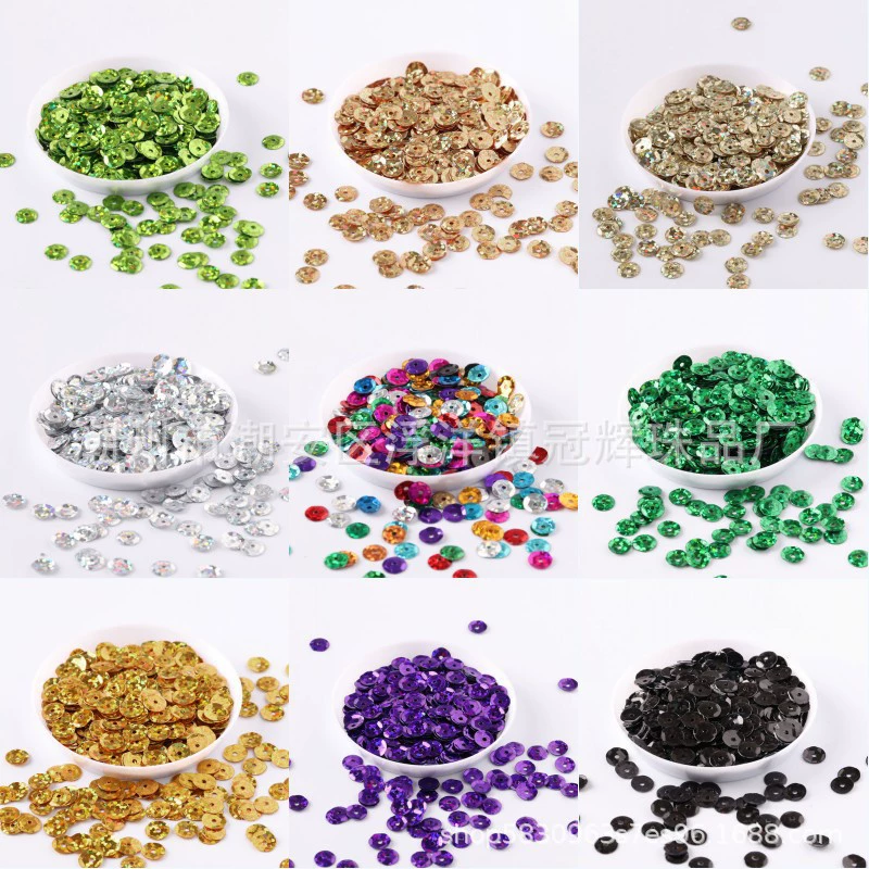 3mm-12mm серебристые нижние лазерованные PVC цвет средней прорези вручную нашитые блестки плоские вогнутые бусины для сценических костюмов аксессуары