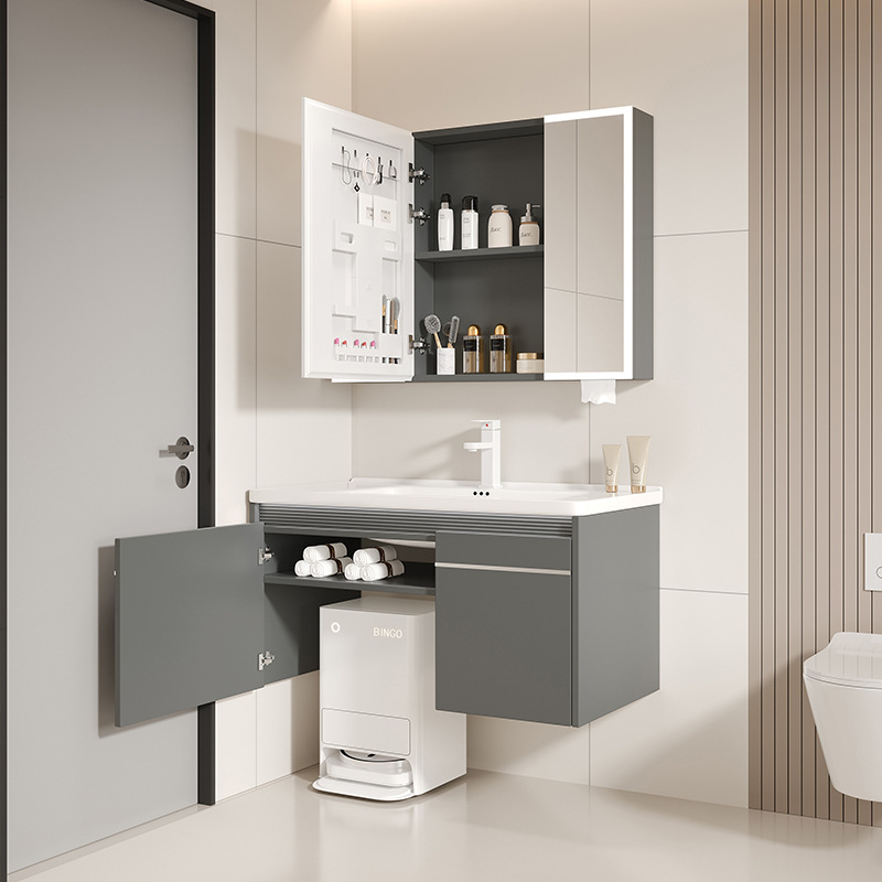 gabinete de baño cerámico para lavarse las manos y lavarse el lavabo del baño combinado con robot de barrido de suelo de la estación base