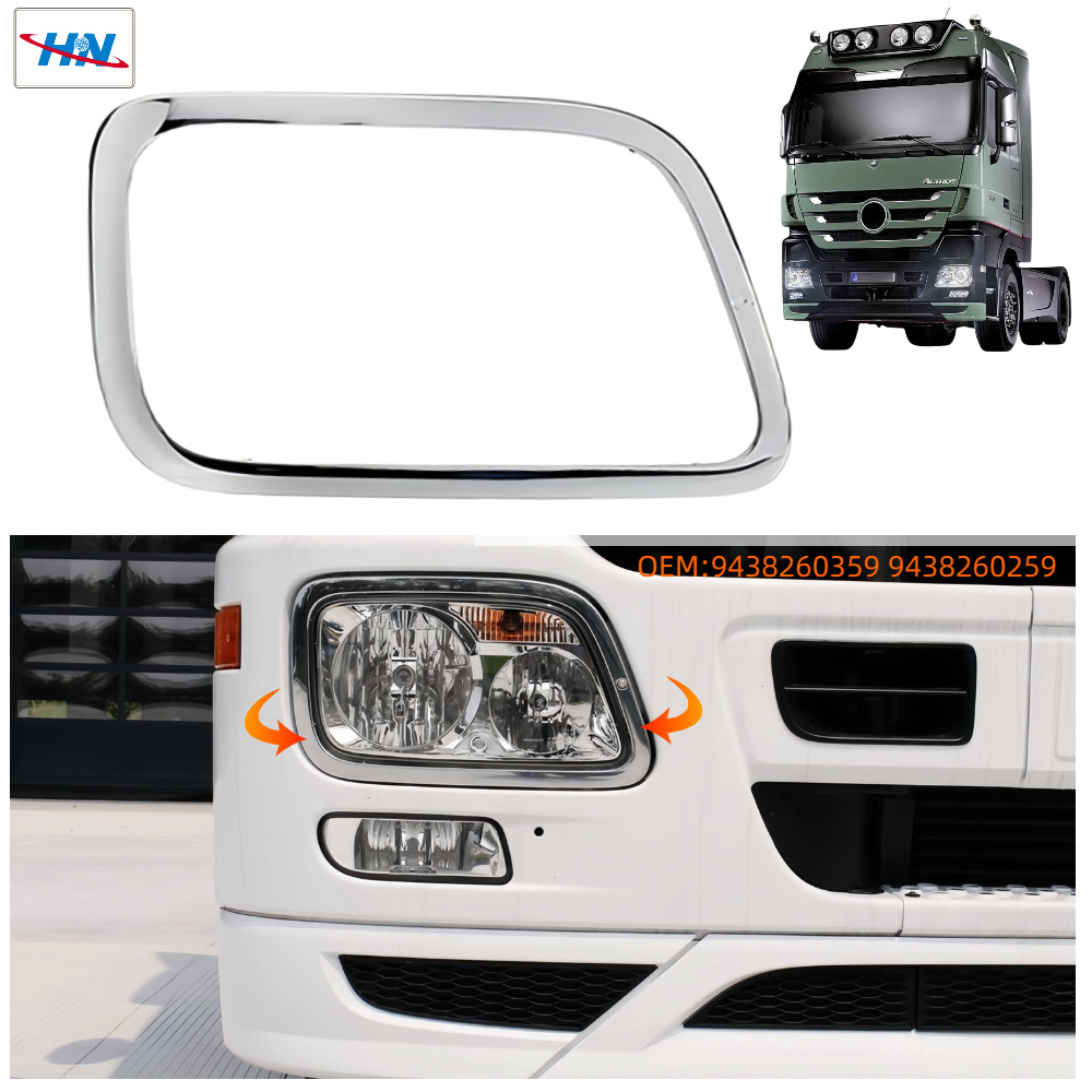 Faros galvanizados borde de luz actros MP3 lámparas de decoración marco de lámparas de camión bomba fábrica de piezas de camión
