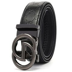 Men's genuine leather belt, business casual, high-end trouser belt, fashionable letter automatic buckle, high-end first-layer cowhide belt