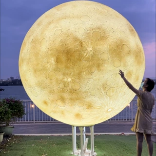 3D月球灯大号创意餐厅酒吧星球吊灯装饰氛围露营圆球灯户外月亮灯
