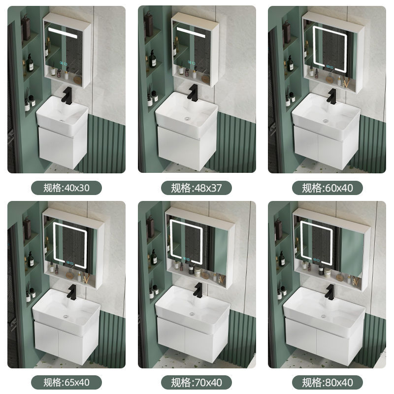 Pequeño apartamento gabinete de baño combinación de múltiples capas de madera maciza de lavado de cerámica baño integrado lavabo 40cm de ancho