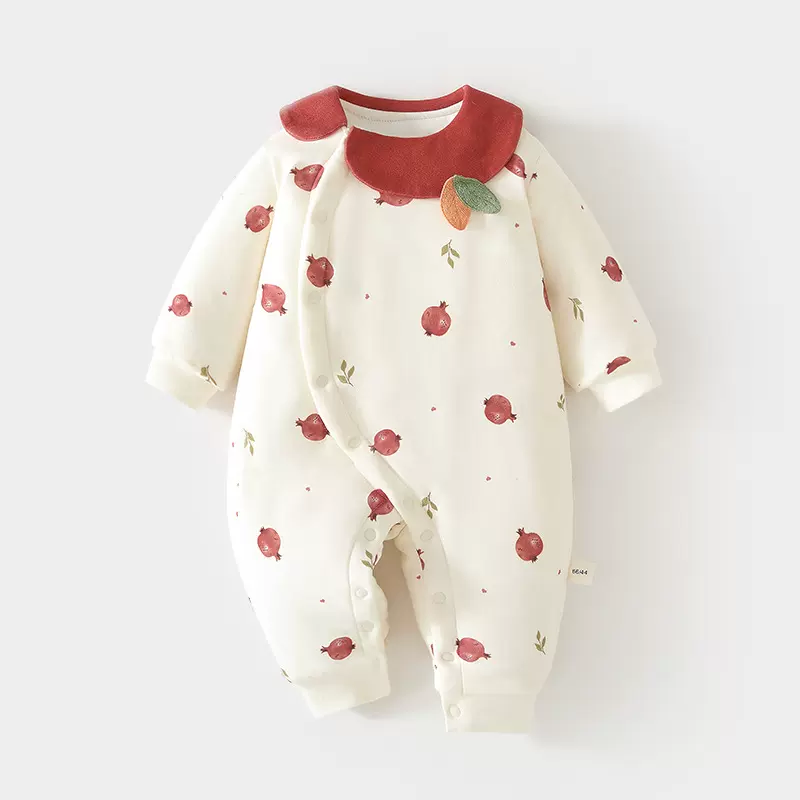 婴儿连体衣120克加棉宝宝夹棉秋冬外出哈衣保暖加厚棉衣爬服儿童