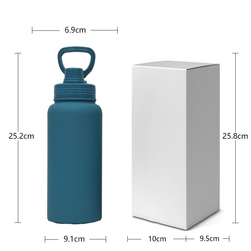 Nuevo termo de venta caliente de 1L hervidor deportivo de vacío portátil de boca ancha de gran capacidad con tubo de succión de mano portátil taza de agua