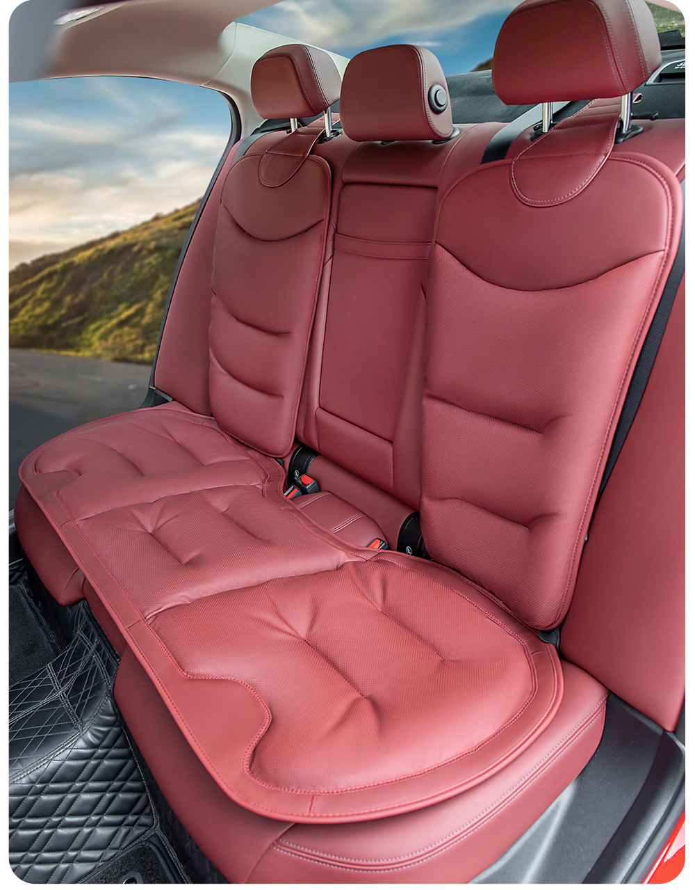 New Car Seat Cushions, High-End Nappa Leather Seat Cushions, Universal Thickened Anti-Slip Front and Rear Three-Piece Set of Seat Cushions for Vehicles
